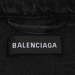 Pre Owned Balenciaga Dark Grey Distressed Denim Jacket XL