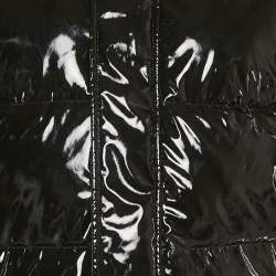 Pre Owned Balenciaga Black Synthetic Glossy Concealed Hood Cropped Puffer Jacket M