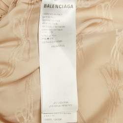 Pre Owned Balenciaga Beige Monogram Satin Wide-Leg Trousers M