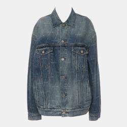 Pre Owned Balenciaga Large Fit Logo Denim Jacket