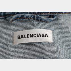 Pre Owned Balenciaga Large Fit Logo Denim Jacket