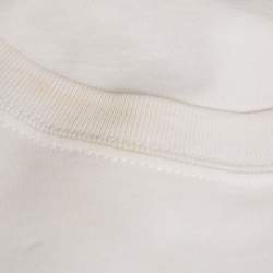 Pre Owned Balenciaga White Logo Print Jersey Crewneck T-Shirt L