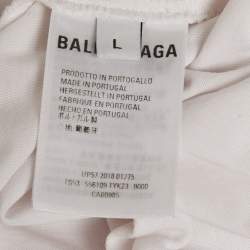 Pre Owned Balenciaga White Logo Print Jersey Crewneck T-Shirt L