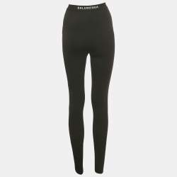 Pre Owned Balenciaga Black Logo Waist Jersey Active Leggings S