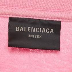 Pre Owned Balenciaga Pink Metal Logo Cotton Knit Long Sleeve Sweatshirt S 
