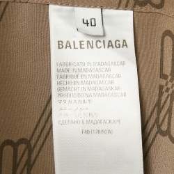 Pre Owned Balenciaga Homewear Brown Monogram Print Silk Minimal Pajama Set M