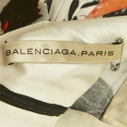 Pre Owned Balenciaga Orange Floral Print Jersey Mini Dress M