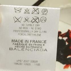 Pre Owned Balenciaga Orange Floral Print Jersey Mini Dress M