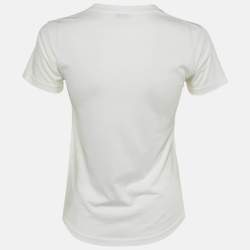 Pre Owned Balenciaga White Logo Print Cotton Crew Neck T-Shirt XS 