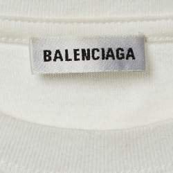 Pre Owned Balenciaga White Bonjour Paris Print Cotton Crew Neck T-Shirt XS 
