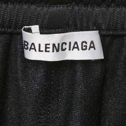Pre Owned Balenciaga Black Synthetic Logo Stripe Detail Track Pants S