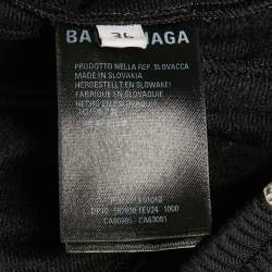 Pre Owned Balenciaga Black Synthetic Logo Stripe Detail Track Pants S