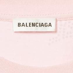 Pre Owned Balenciaga Pink Eiffel Tower Crystal Jersey T-Shirt XL