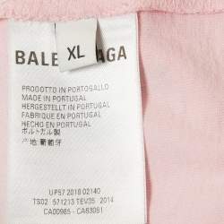 Pre Owned Balenciaga Pink Eiffel Tower Crystal Jersey T-Shirt XL