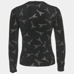 Pre Owned Balenciaga Black Eiffel Tower Crystal Fleece Pullover S