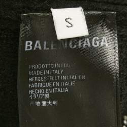 Pre Owned Balenciaga Black Eiffel Tower Crystal Fleece Pullover S