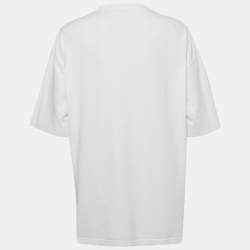 Pre Owned Balenciaga White Logo Print Jersey Crewneck T-Shirt XXS