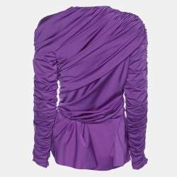 Pre Owned Balenciaga Purple Satin Peplum Tops M
