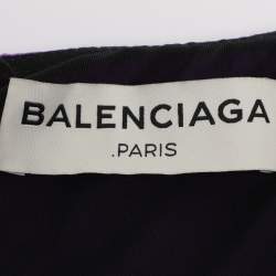 Pre Owned Balenciaga Purple Satin Peplum Tops M