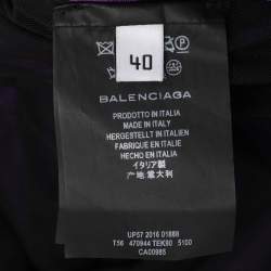 Pre Owned Balenciaga Purple Satin Peplum Tops M