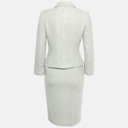 مملوكة مسبقًا Balenciaga Blue Tweed Buttoned Skirt Suit M