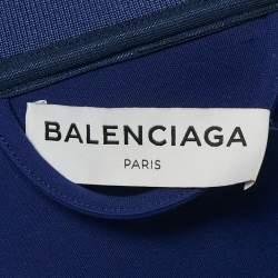مملوكة مسبقًا Balenciaga Blue Jersey Asymmetric Bomber Jacket M