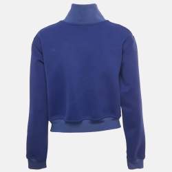 مملوكة مسبقًا Balenciaga Blue Jersey Asymmetric Bomber Jacket M