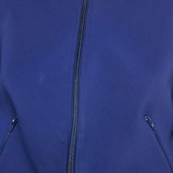 مملوكة مسبقًا Balenciaga Blue Jersey Asymmetric Bomber Jacket M