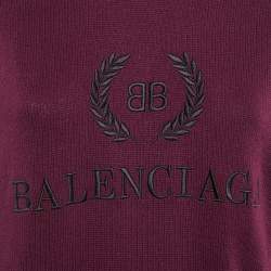 مملوكة مسبقًا سويتر بالينسياغا بورغندي شعار مطرز صوف وكشمير صغير الحجم