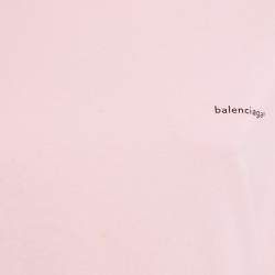 Pre Owned تي شيرت بالنسياجا قطن واسع بشعار وردي مقاس صغير جداً (إكس صغير)