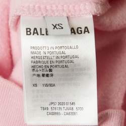 مملوكة مسبقًا Balenciaga Pink Logo Print Cotton Hooded Sweatshirt XS
