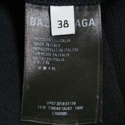 Pre Owned Balenciaga Black Logo Print Jersey T-Shirt M