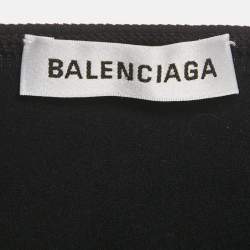 Pre Owned Balenciaga Black Logo Print Jersey T-Shirt M