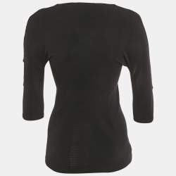 Pre Owned Balenciaga Black Logo Print Jersey T-Shirt M