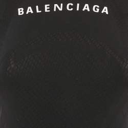 Pre Owned Balenciaga Black Logo Print Jersey T-Shirt M