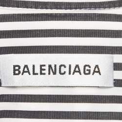 مملوكة مسبقًا Balenciaga White/Black Striped Cotton Blouse S