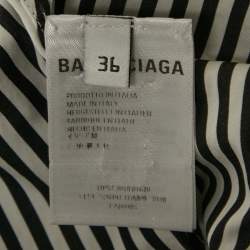 مملوكة مسبقًا Balenciaga White/Black Striped Cotton Blouse S