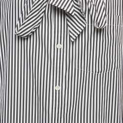 مملوكة مسبقًا Balenciaga White/Black Striped Cotton Blouse S