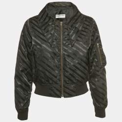 مملوكة مسبقًا Balenciaga Black Logo All-Over Nylon Bomber Jacket M