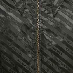 مملو كة مسبقًا Balenciaga Black Logo All-Over Nylon Bomber Jacket M