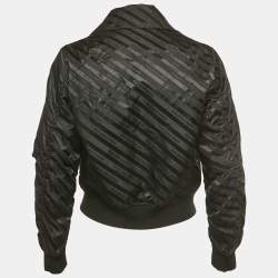 مملوكة مسبقًا Balenciaga Black Logo All-Over Nylon Bomber Jacket M