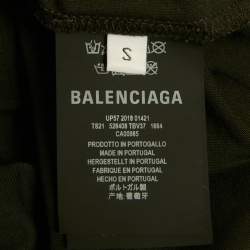 مملوكة مسبقًا Balenciaga Black Logo Embroidered Cotton Knit T-Shirt S