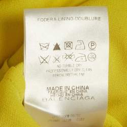 Pre Owned فساتين بالنسياقا من الحرير الأصفر بأكمام منتفخة وثنيات قصيرة حجم متوسط