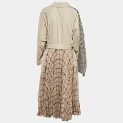 مملوكة مسبقًا معطف بالنسياقا صوف ذات طيات شيفون حرير قطن بيج الترتان كبير المقاس