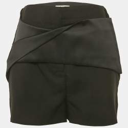 Pre Owned Balenciaga Black Wool & Mohair Origami Draped Shorts M