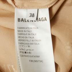مملوكة مسبقًا Balenciaga Beige Logo Jacquard Satin Trousers M