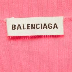 Pre Owned سويتر بالنسياقا محبوك مضلع بطباعة الشعار باللون الأسود مقاس متوسط