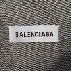 Pre Owned Balenciaga Grey Denim Logo Embossed Button Front Jacket S