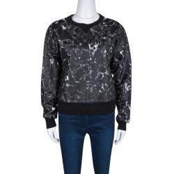 Pre Owned Balenciaga Black Mosaic Print Long Sleeve Crew Neck Sweatshirt XS