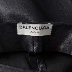 Pre Owned Balenciaga Black Lambskin Leather Skinny Pants S